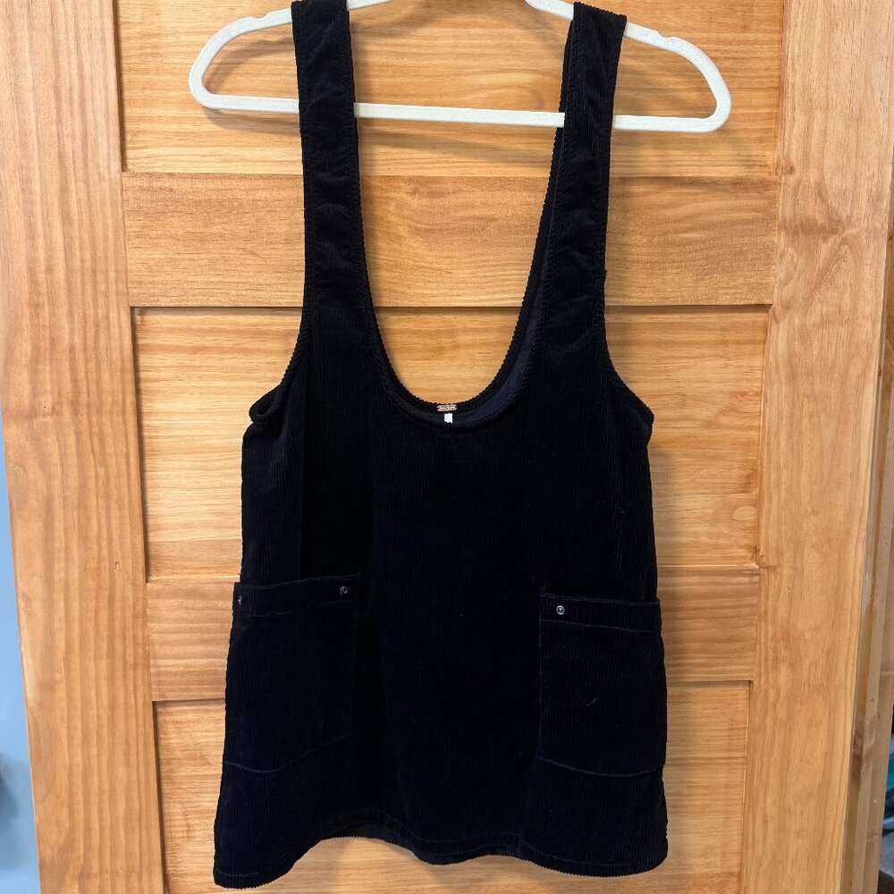 Free People Devoted to You Black Corded Corduroy Mini Dress Women's size 2 - Picture 3 of 8